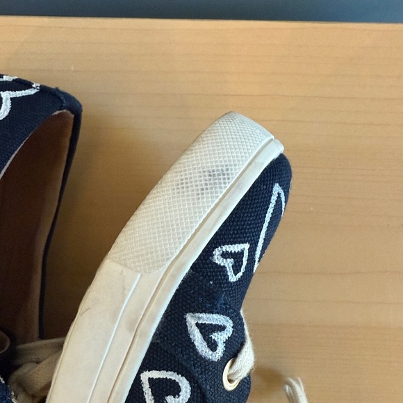 Jack Rogers Pink Heart Embroidered Navy Suede Loafers - Picture 8 of 11